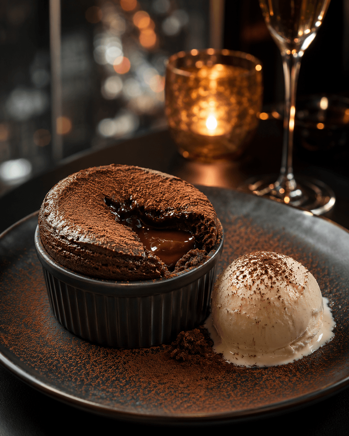 Photo du plat : Soufflé tiède au chocolat grand cru