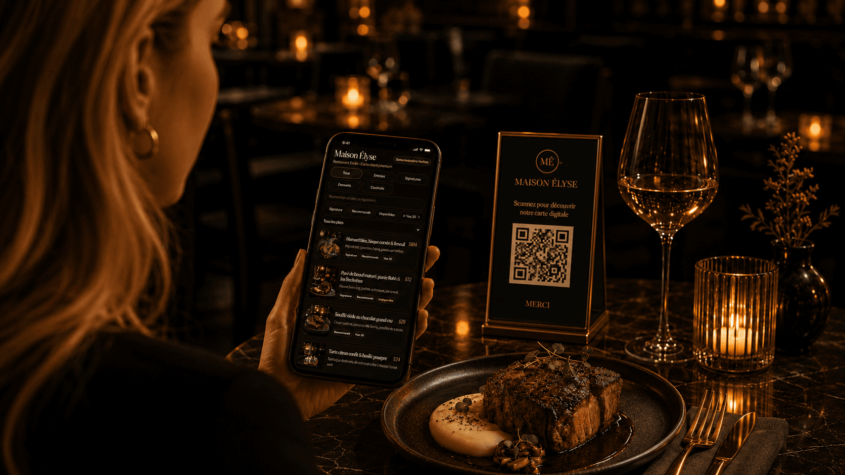 Menu mobile Vistaire consulté après le scan QR