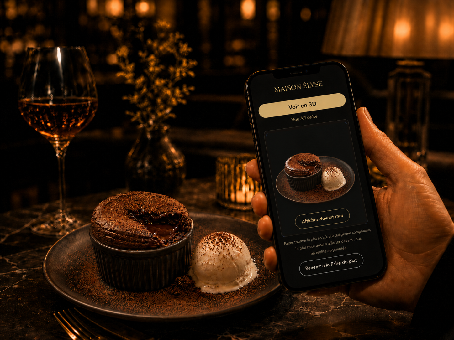 Vue 3D et réalité augmentée Vistaire présentées sur téléphone