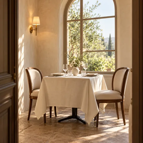 Alcôve lumineuse aux fauteuils en noyer, inspirée de Maison Élyse