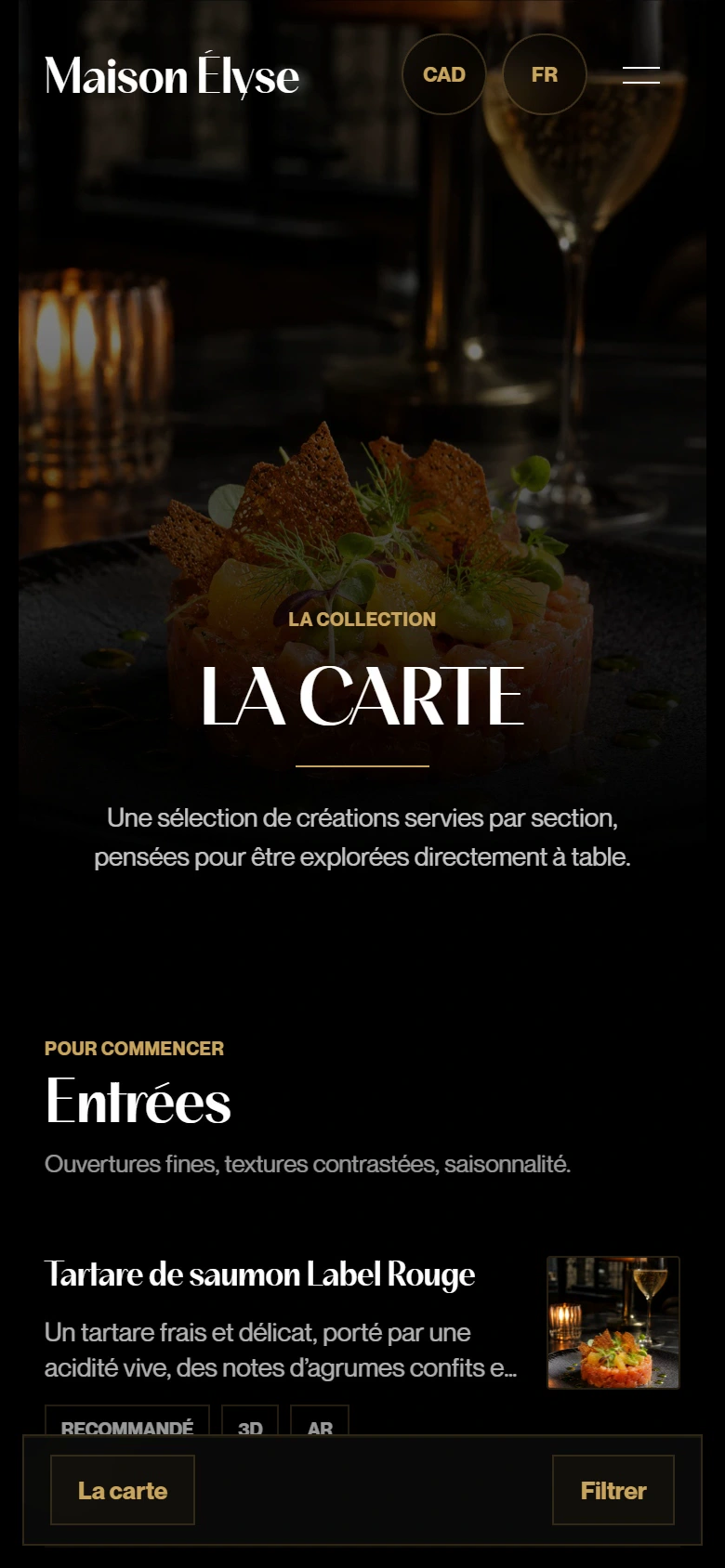 Aperçu du menu